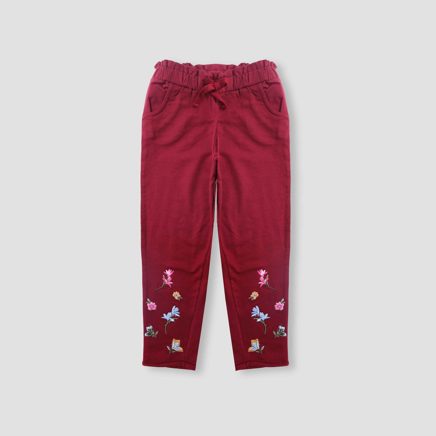 Red Flower Embroided Trouser