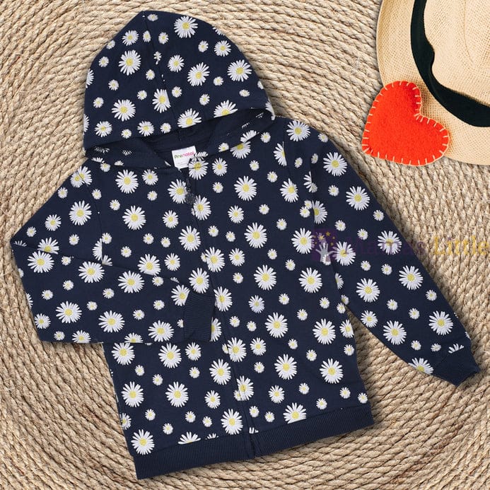 Flower Print Navy Blue Hoodie