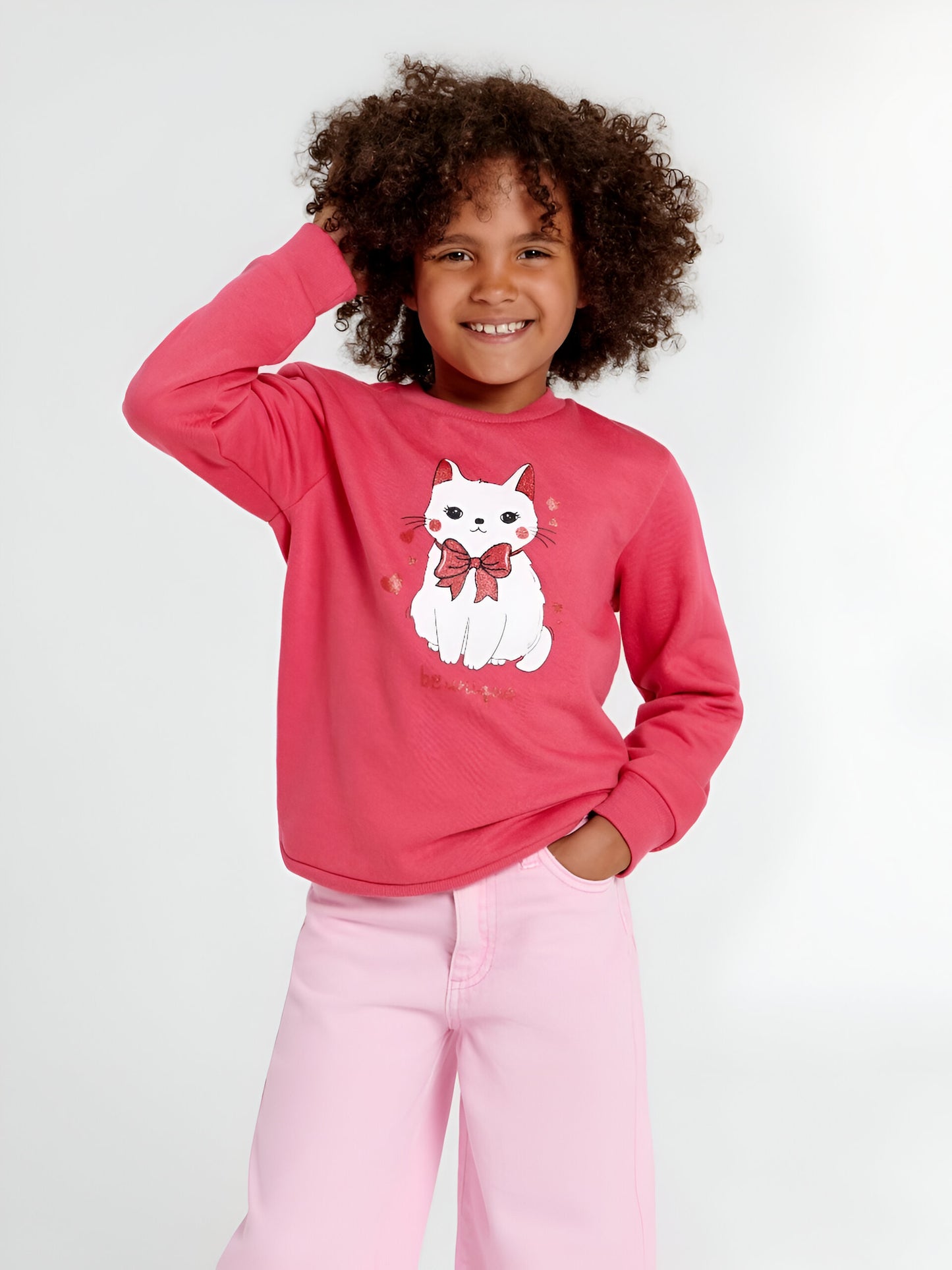 Kitty SweatShirt Deep Pink